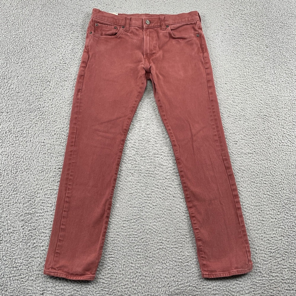 Abercrombie & Fitch Skinny Jean Mens 31x32 Red Maroon Stretch Denim‎ Pants